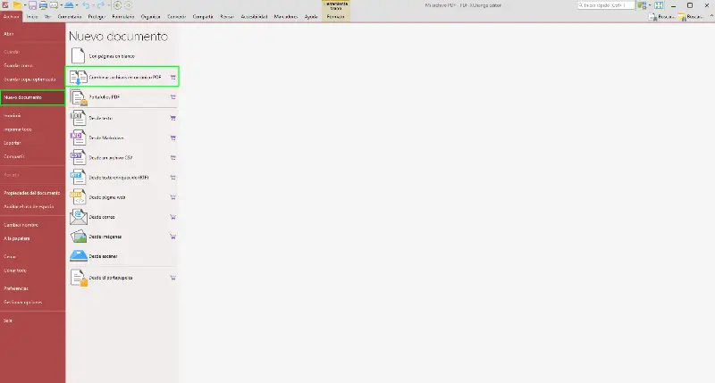 Combinar archivos PDF con PDF-XChange Editor paso 1